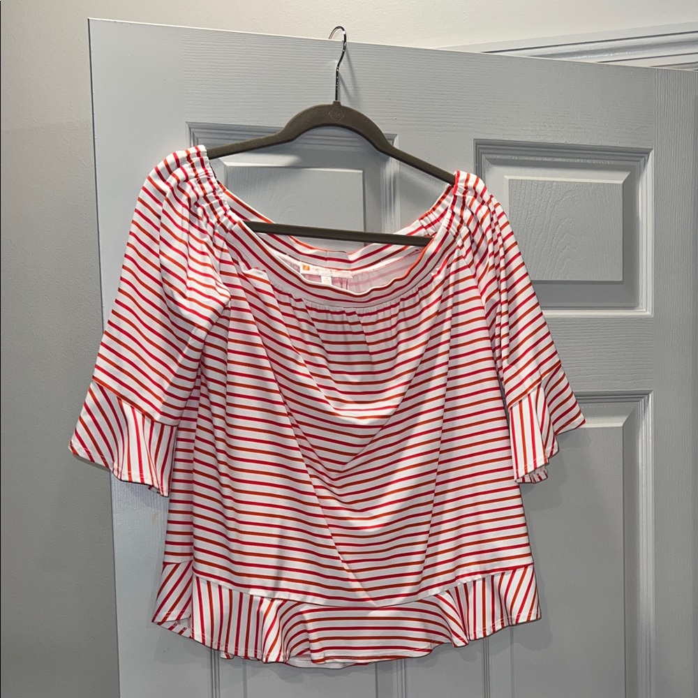 Jude Connally Red and White Striped Blouse